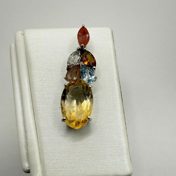 NWOT Multi-gemstone pendant in solid sterling silver! One of a kind! - Picture 8 of 9